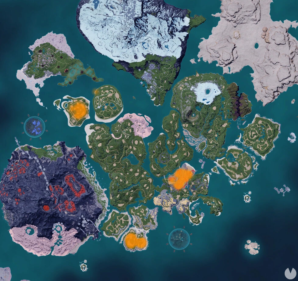 Palworld - Map showing the location of Pal Tanzee Ignis