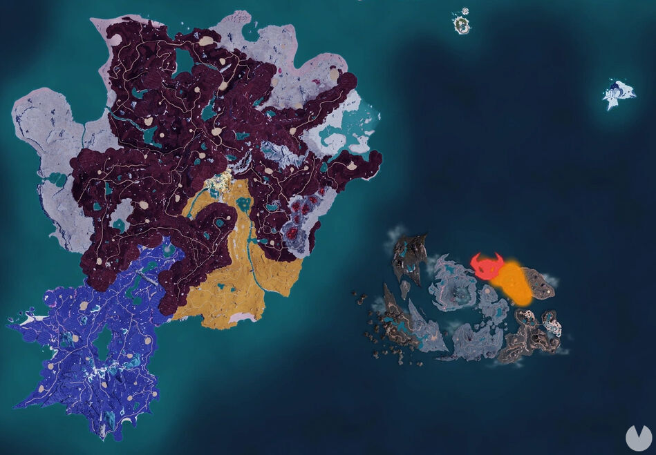 Palworld - Map showing the location of Pal Slowatt