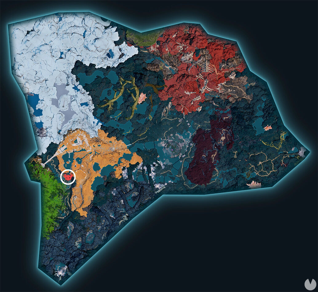 Palworld - Map showing the location of Pal Aegidron