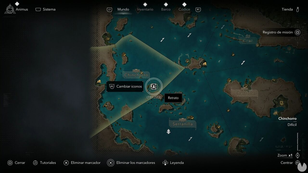 Assassin's Creed Black Flag Resynced - Portraits, location of Ben Hornigold's Portrait on the northeastern shore of Santanillas