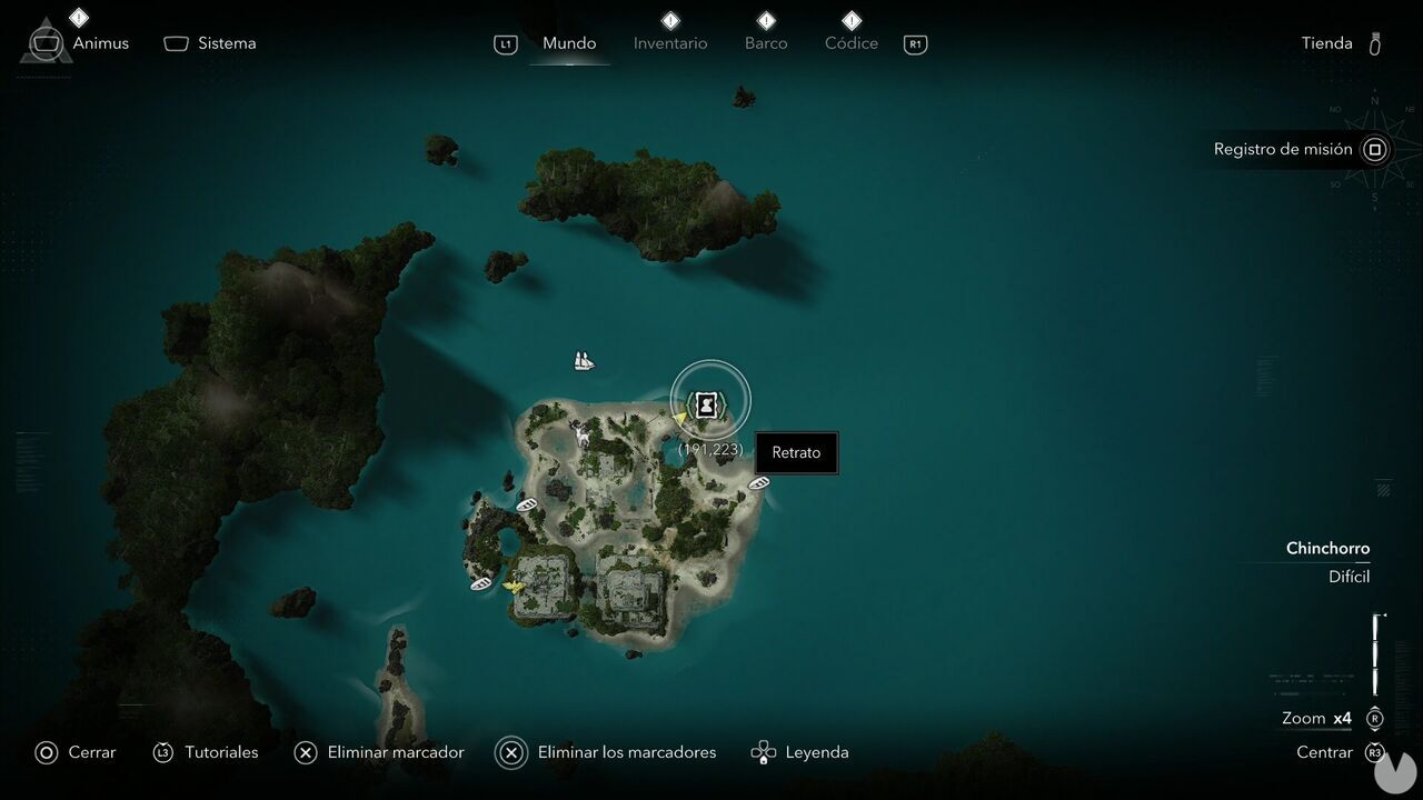 Assassin's Creed Black Flag Resynced - Portraits, location of Ben Hornigold's Portrait on the northeastern shore of Santanillas