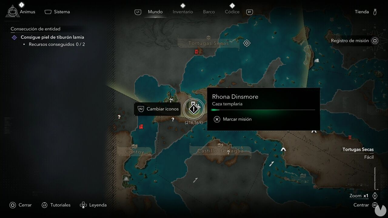 Assassin's Creed Black Flag Resynced - Templar Hunts, location of Rhona Dinsmore in the south-southeastern part of Havana