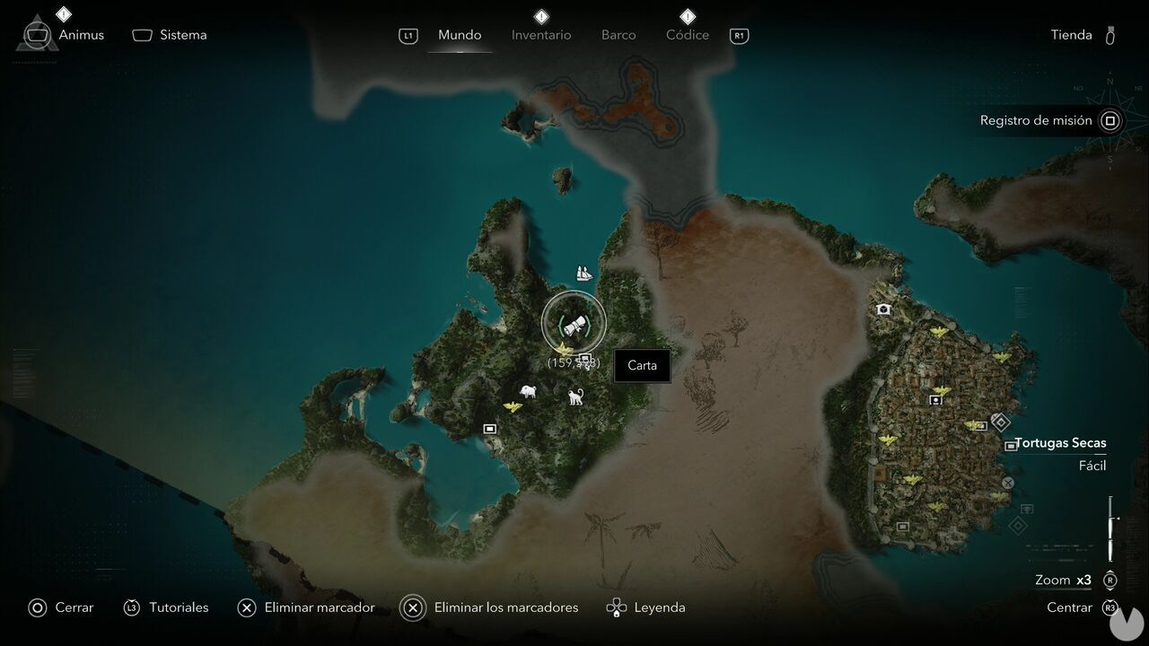 Assassin's Creed Black Flag Resynced - Letters, location of the The Observatoire letter in Cape Bonavista, Dry Tortuga