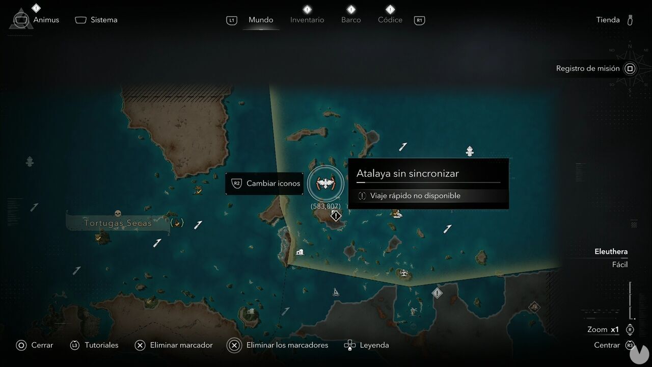 Assassin's Creed Black Flag Resynced - Viewpoints, location of the Abaco Island viewpoint