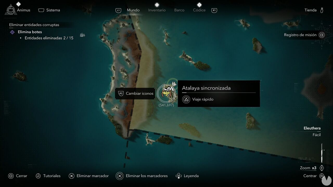 Assassin's Creed Black Flag Resynced - Viewpoints in Eleuthera, location of the Andreas Island viewpoint