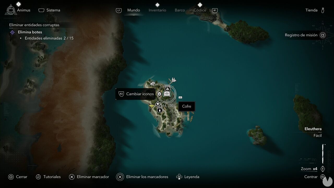 Assassin's Creed Black Flag Resynced - Treasures on Andreas Island, Eleuthera, location of one of the chests