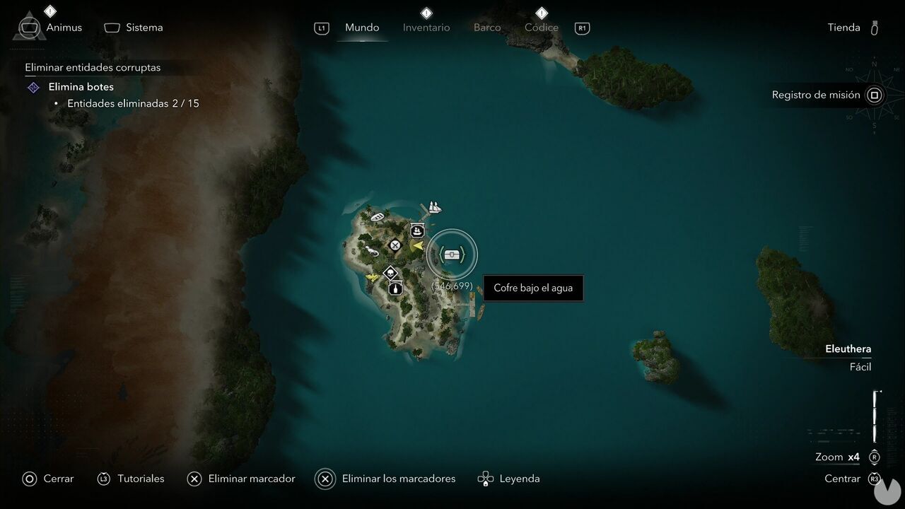 Assassin's Creed Black Flag Resynced - Treasures on Andreas Island, Eleuthera, location of one of the chests