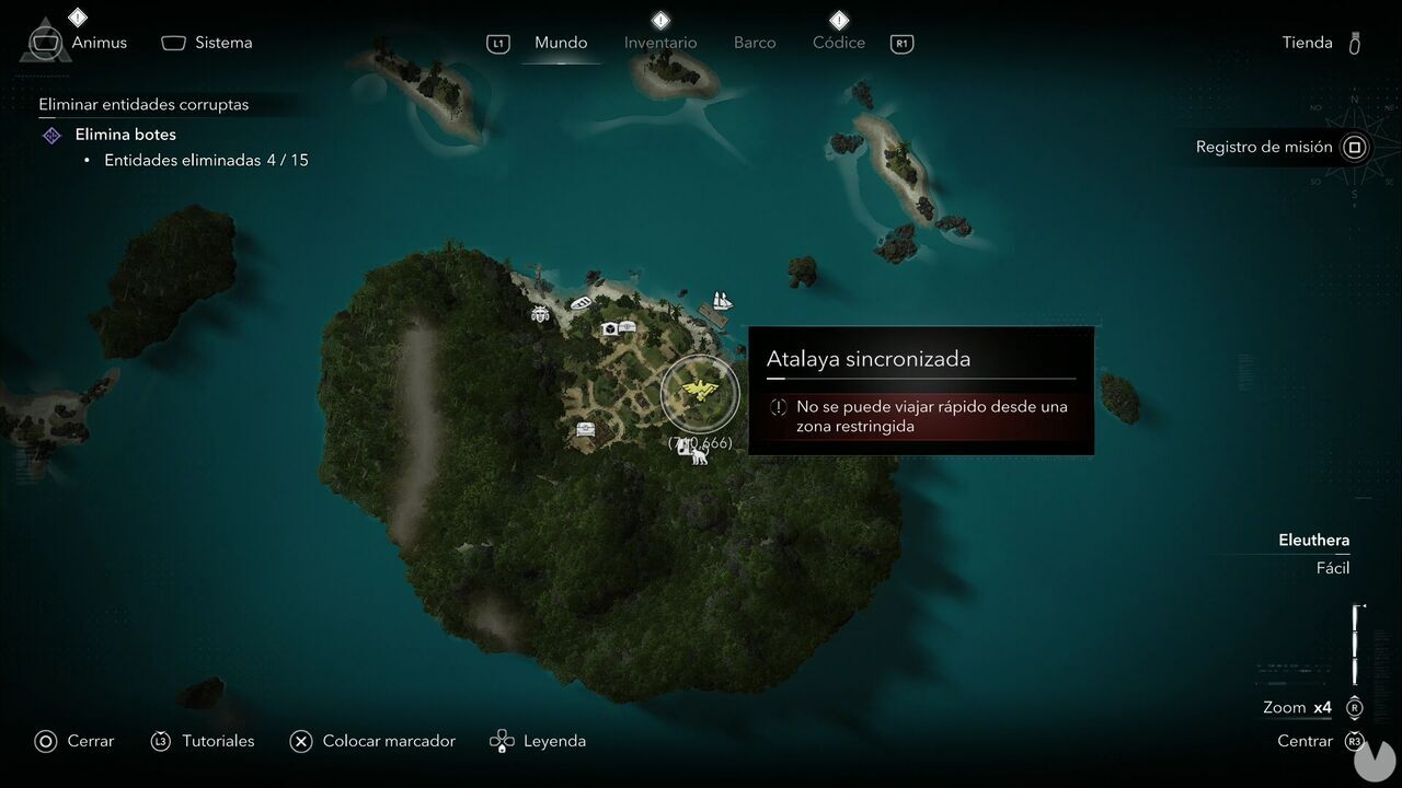 Assassin's Creed Black Flag Resynced - Viewpoints in Eleuthera, location of the viewpoint on the eastern side of Cat Island