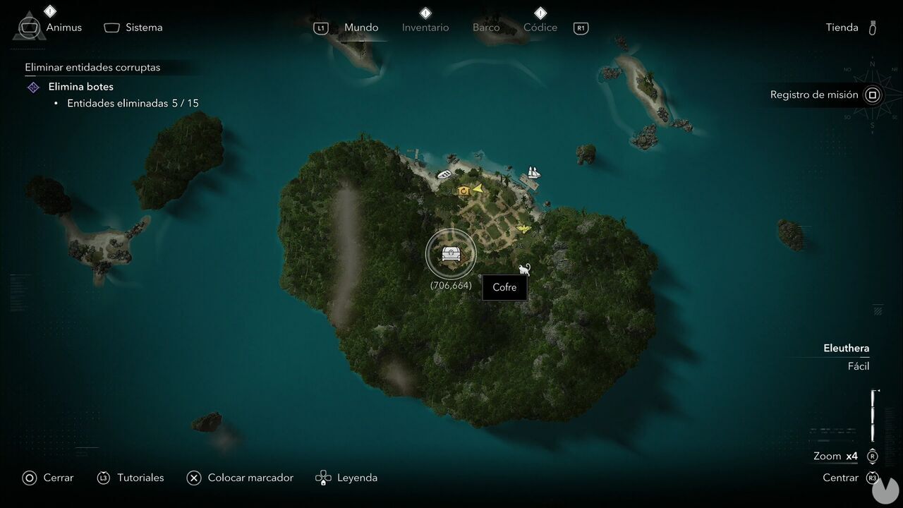 Assassin's Creed Black Flag Resynced - Treasures on Cat Island, Eleuthera, location of one of the chests