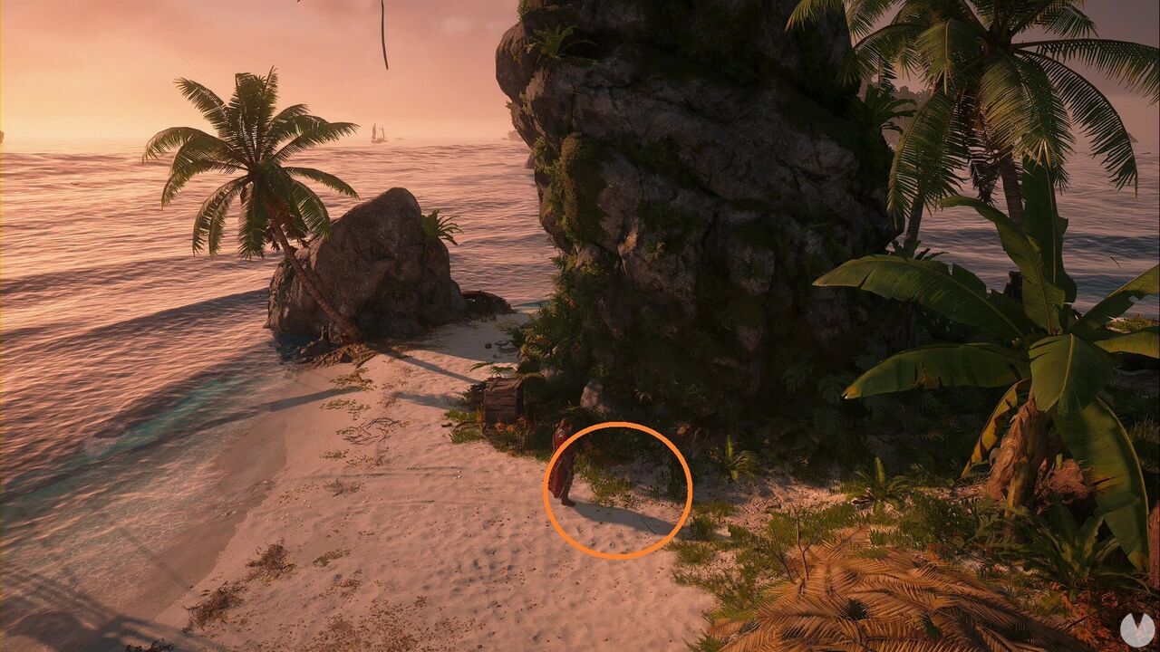 Assassin's Creed Black Flag Resynced - Treasure Maps, Salt Lagoon treasure location beneath the rock on the northwestern shore