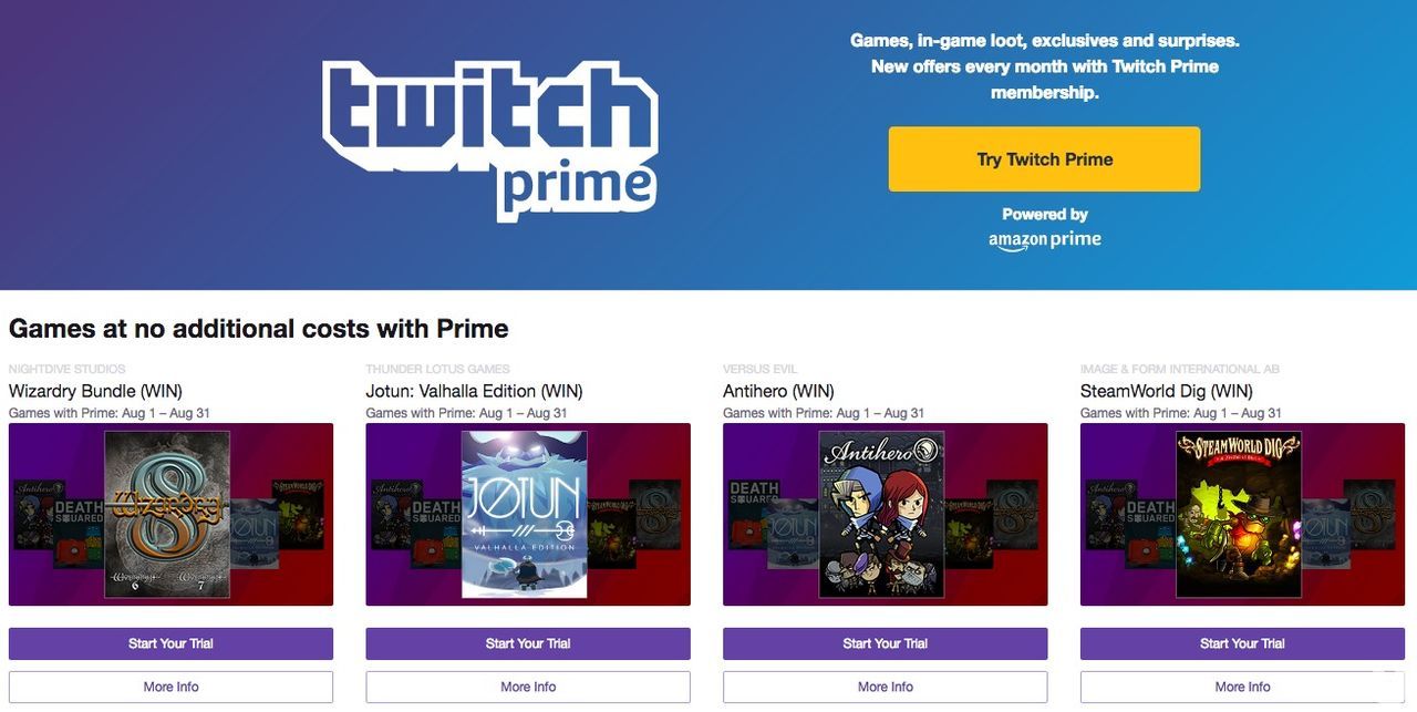 Twitch Prime da siete nuevos juegos a los suscriptores