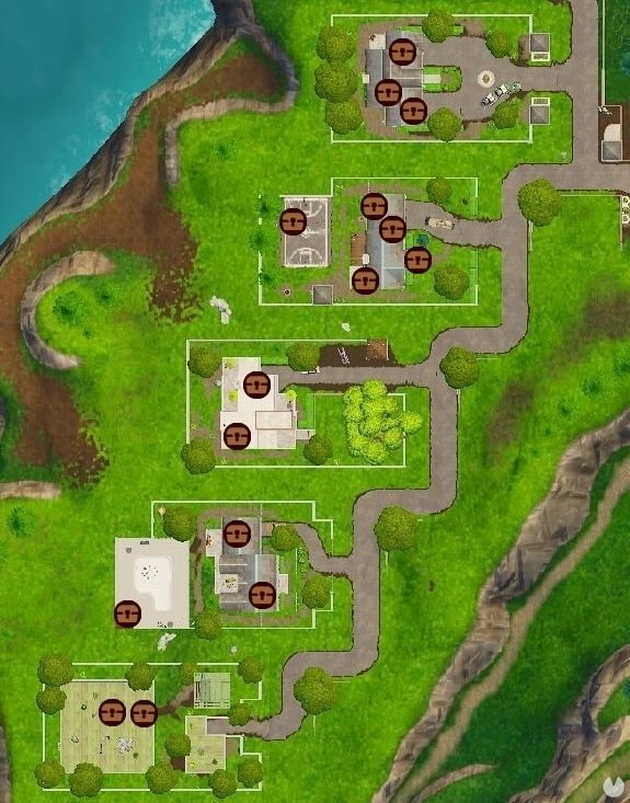 Fortnite Battle Royale, Fortnite, Fornite, Semana 1, Temporada 5, Desafíos, Mapa, Tesoros, Ribera Repipi