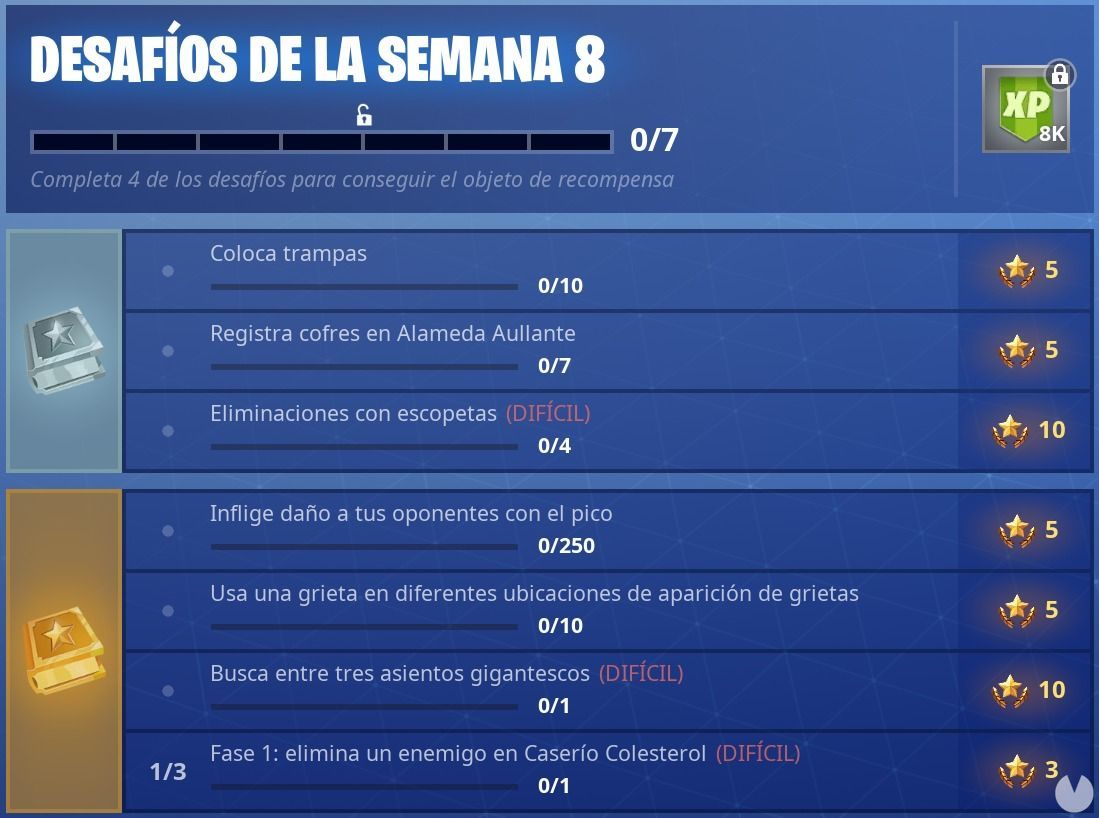 Todas las misiones de fortnite temporada 8 semana 8