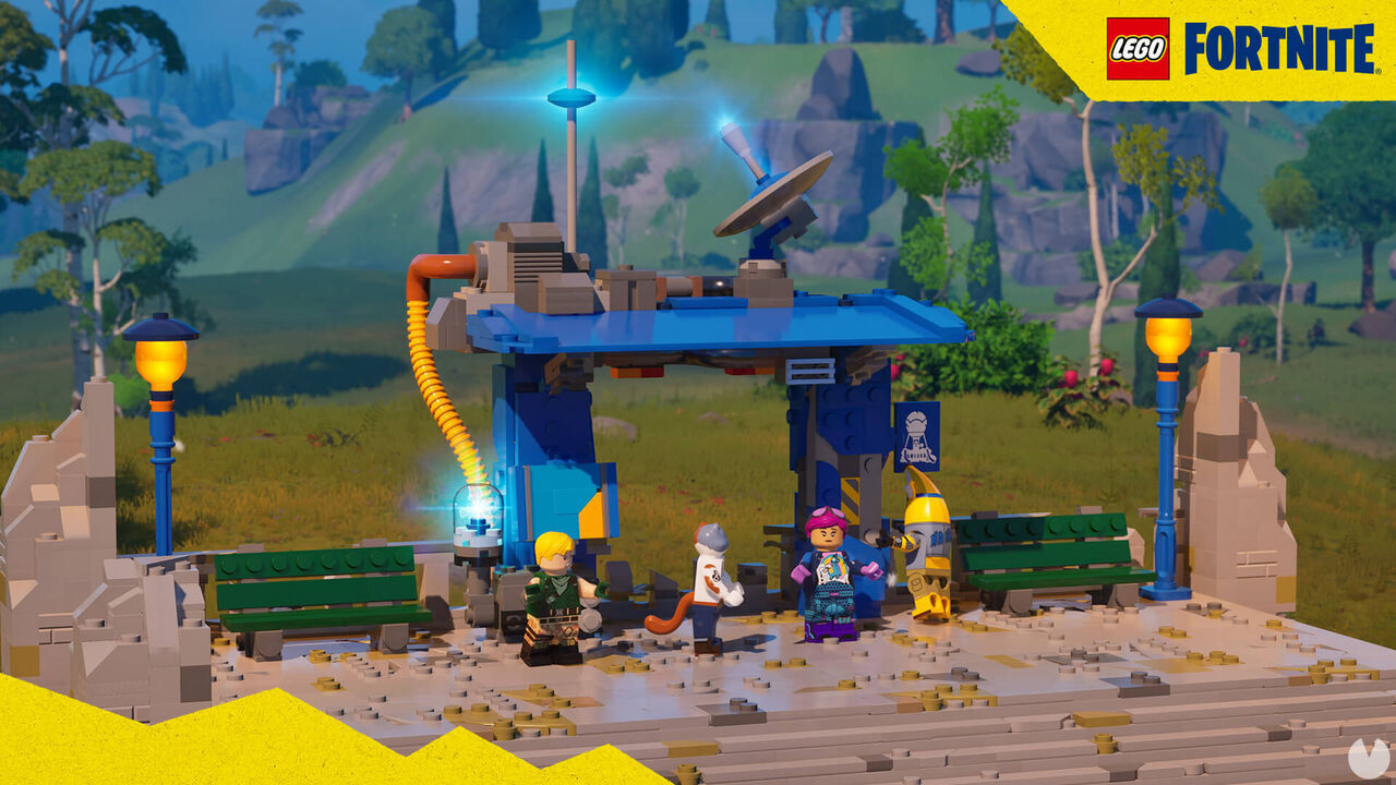 Autobús de batalla en LEGO Fortnite.