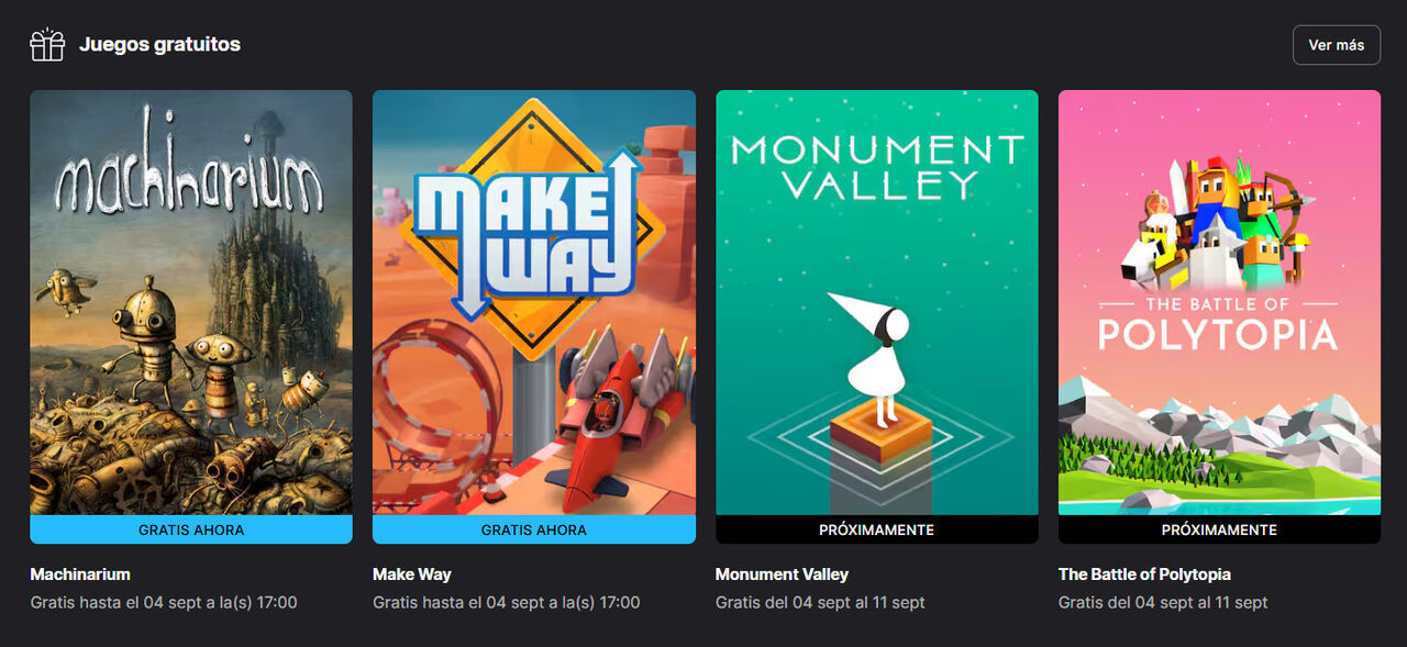 Juegos gratis de del 28 de agosto de 2025 en Epic Games Store.