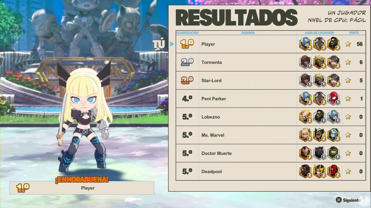 Marvel Tokon Fighting Souls - Game modes, Arcadia Rumble results screen