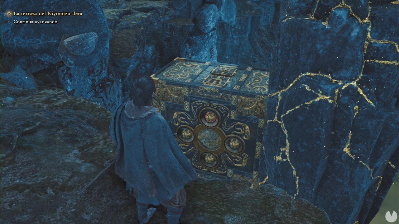 Onimusha: Way of the Sword - The Stage is Set at Kiyomizu: Oni Bow panel used to reach the second Treasure chest in the Oni Refuge