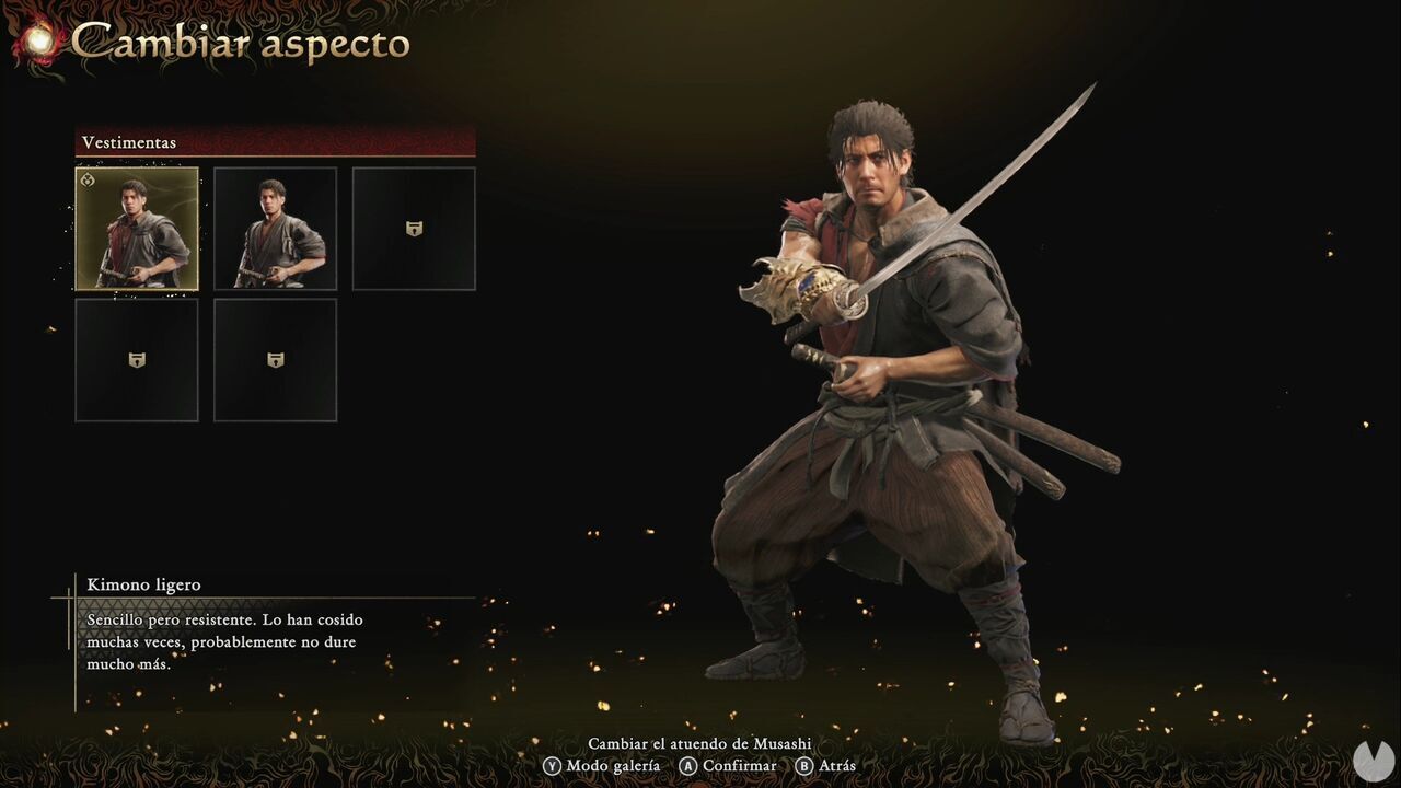 Onimusha: Way of the Sword - Outfits: Light Kimono in the Outfits menu