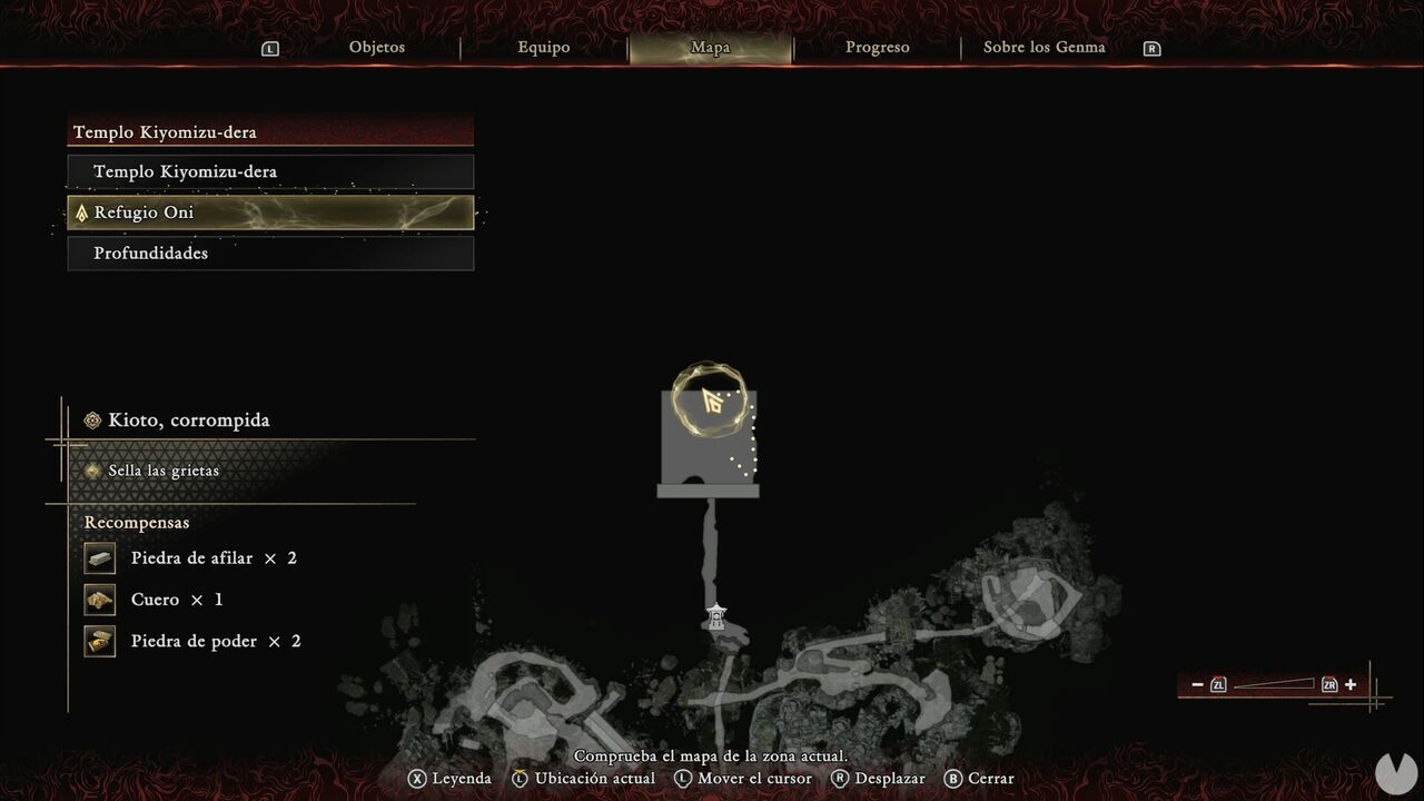 Onimusha: Way of the Sword - Kyoto, Corrupted: location of the Oni Glyph in the Oni Refuge boss arena