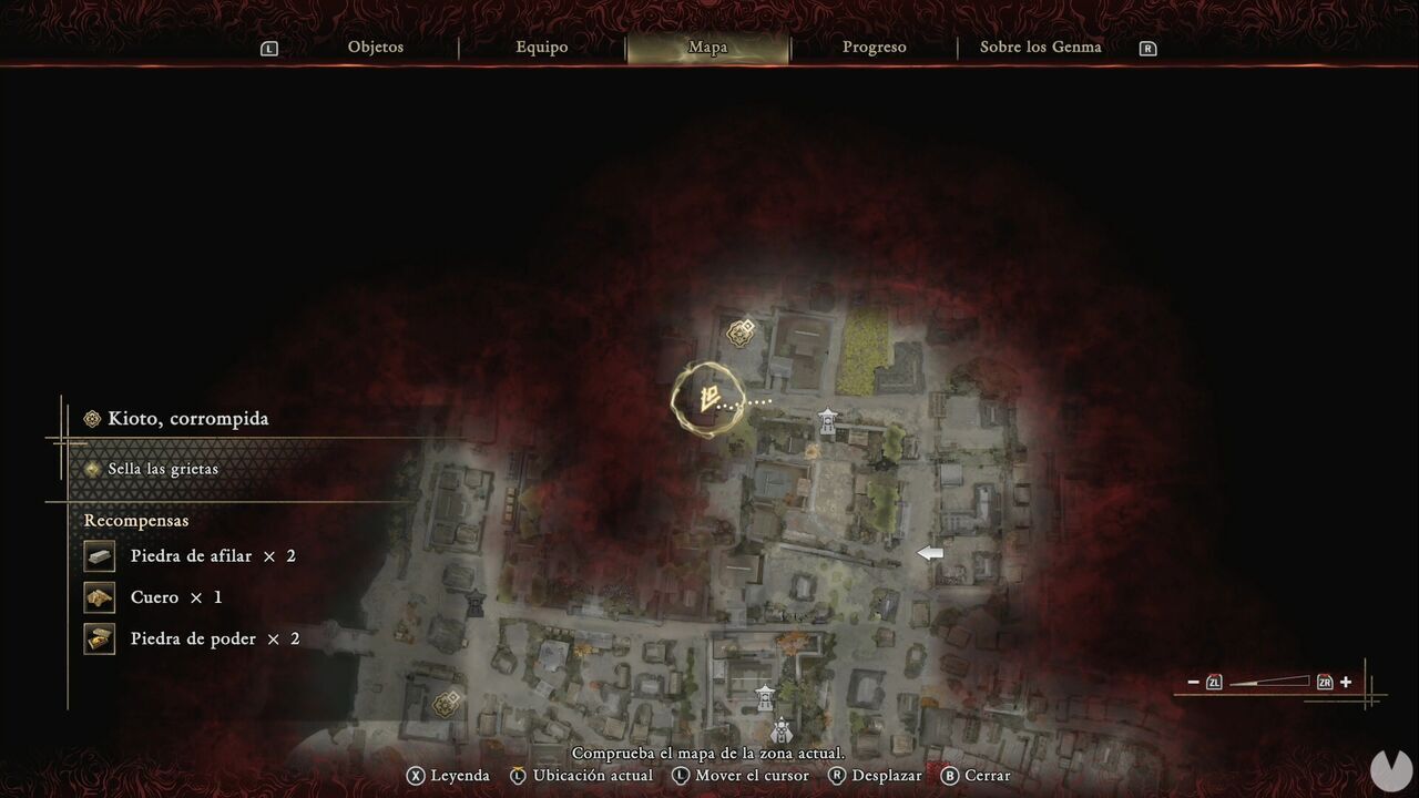 Onimusha: Way of the Sword - Kyoto, Corrupted: location of the Oni Glyph in northern Eastern Kyoto, near the northern Rift