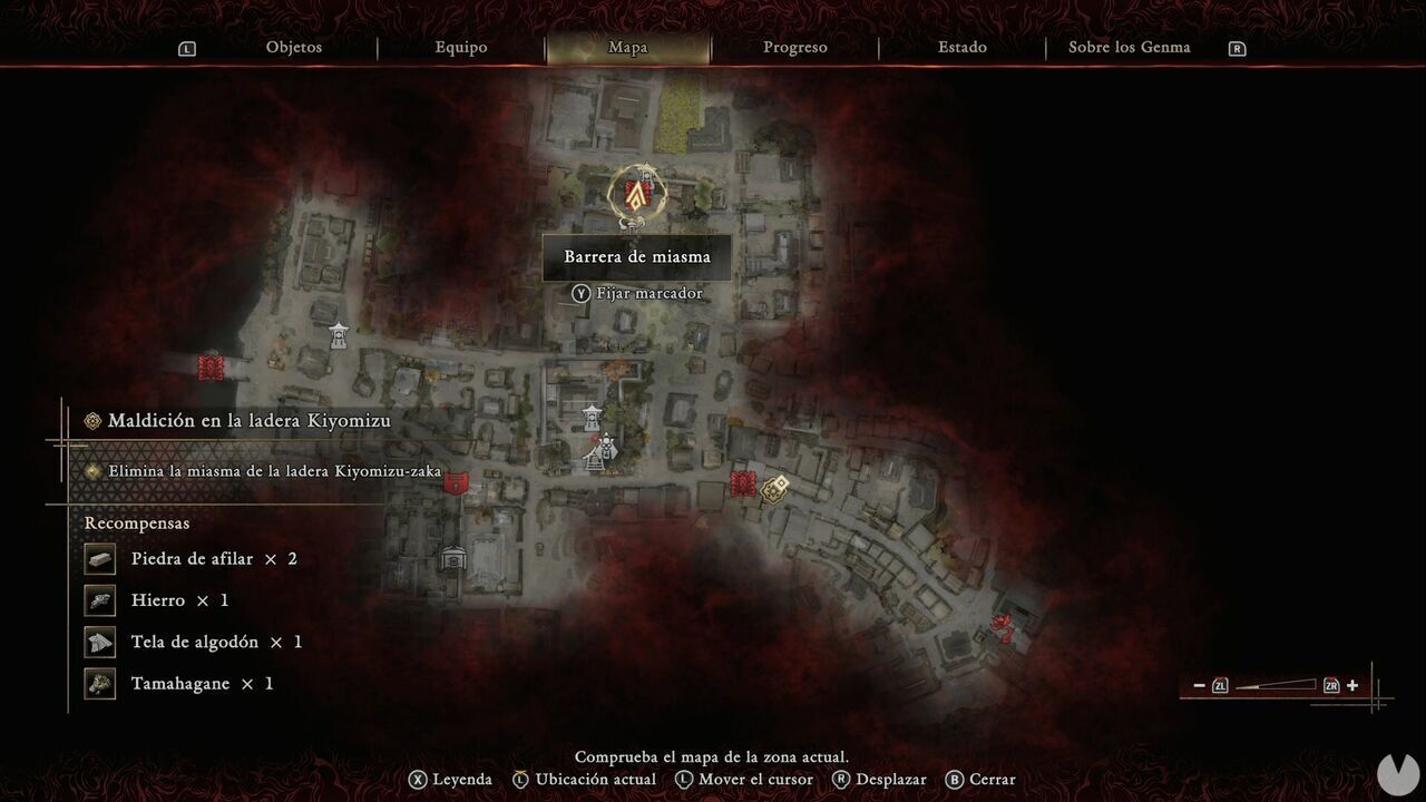 Onimusha: Way of the Sword - The Curse of Kiyomizu-zaka Slope: Malice Barrier icon near Yorimasa's monument