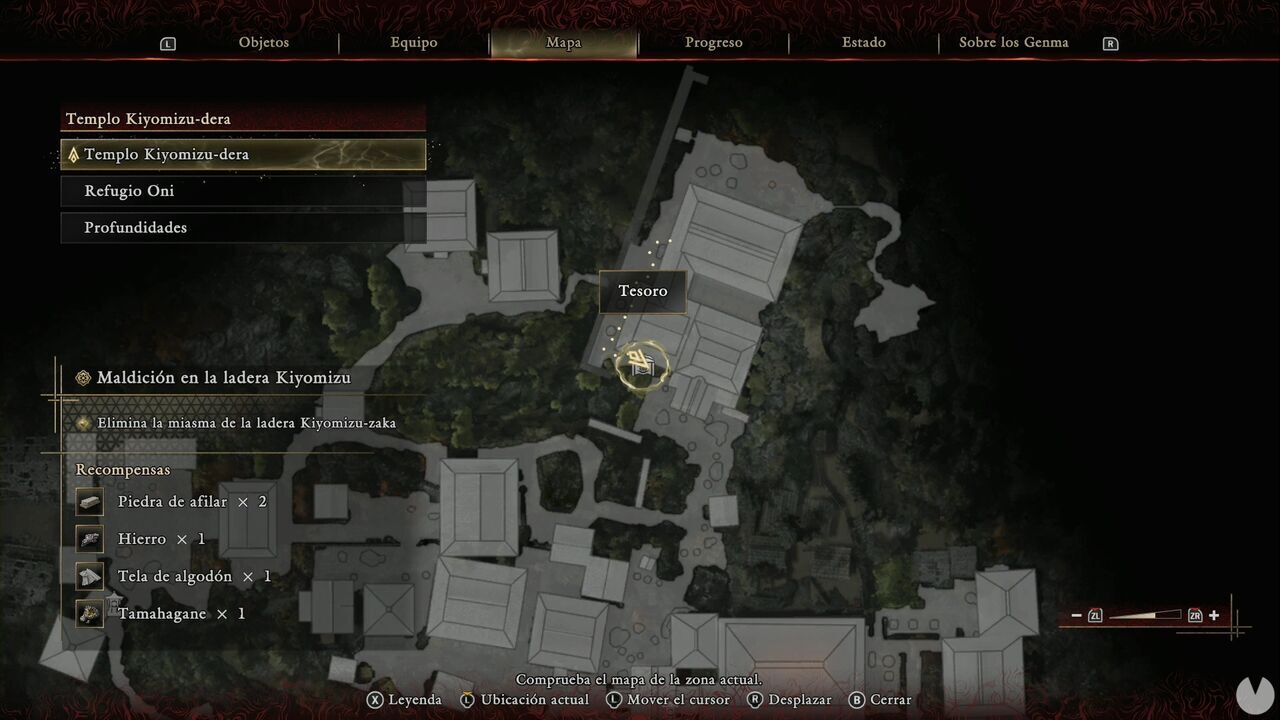 Onimusha: Way of the Sword - The Curse of Kiyomizu-zaka Slope: Treasure location in the southwestern corner of the northern building at Kiyomizu-dera