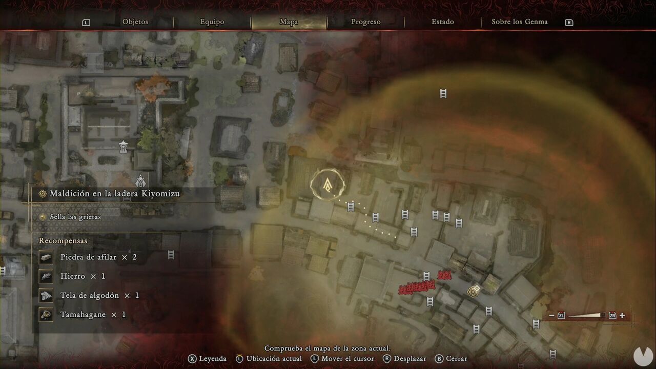 Onimusha: Way of the Sword - The Curse of Kiyomizu-zaka Slope: chest containing Hempen Cloth and a Whetstone in the northwestern part of the Malice plant area