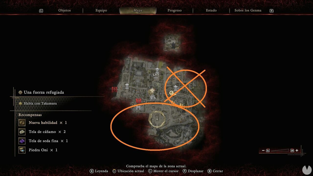 Onimusha: Way of the Sword - A Strength in Refuge: northeastern area cleared and southern-southeastern area marked for exploration