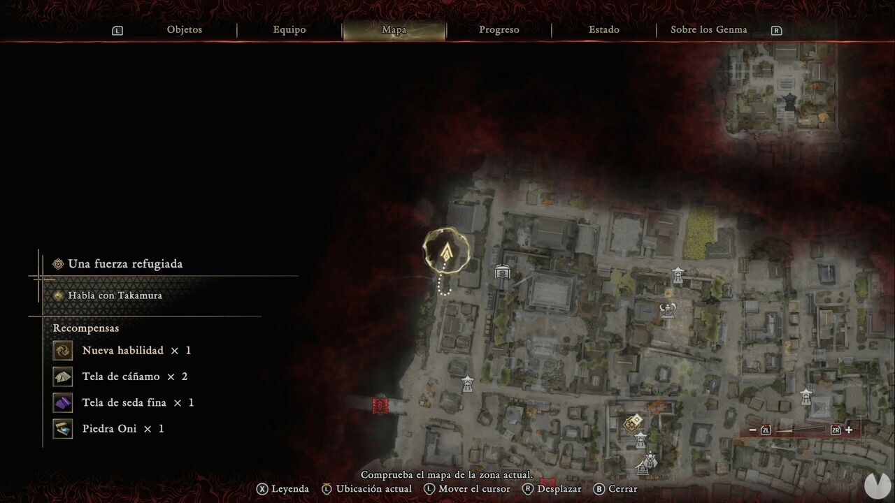 Onimusha: Way of the Sword - A Strength in Refuge: location of the Oni Glyph in the northwestern corner