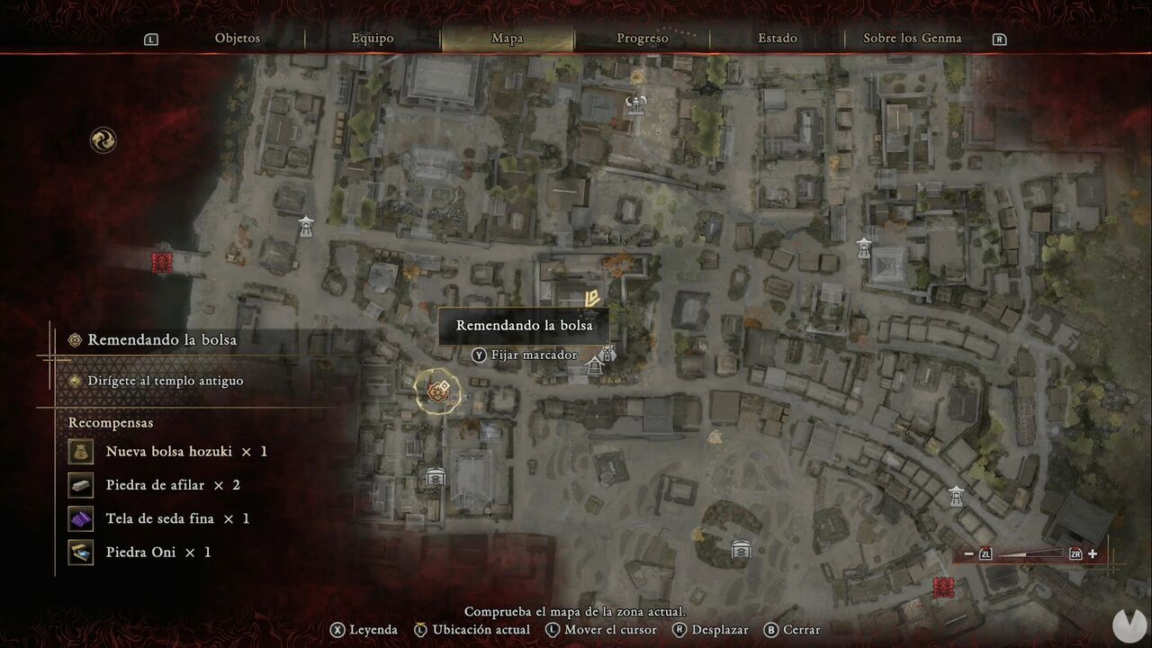 Onimusha: Way of the Sword - Patching up the Pouch: location of the mission objective marker