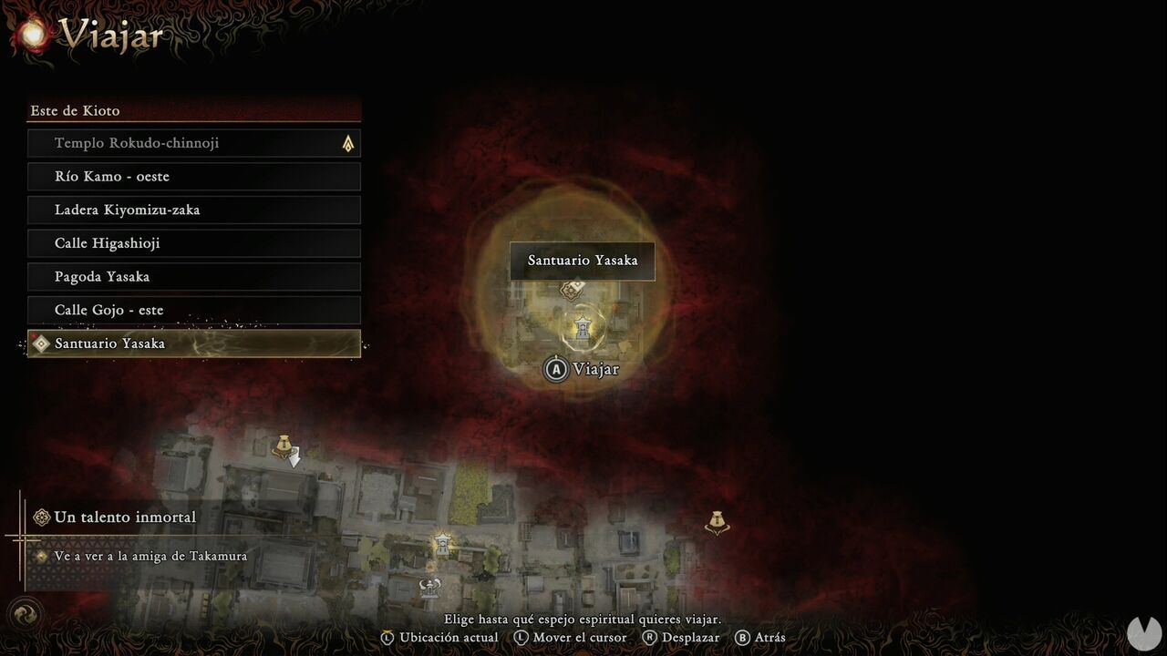 Onimusha: Way of the Sword - An Immortal Talent: location of the Yasaka Shrine Spirit Mirror in the northernmost part of Eastern Kyoto