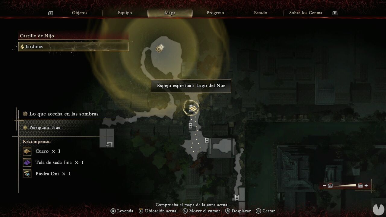 Onimusha: Way of the Sword - What Lurks in the Shadows: location of the Nue Pond Spirit Mirror in the north-northwestern part of Nijo-jo Castle
