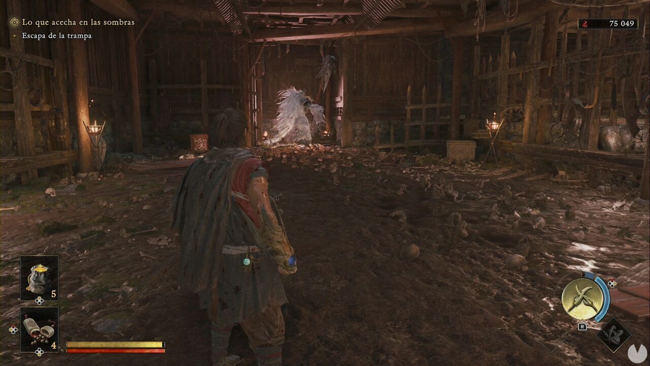 Onimusha: Way of the Sword - What Lurks in the Shadows: Byakue at the far end of the pit on Underground Level 3
