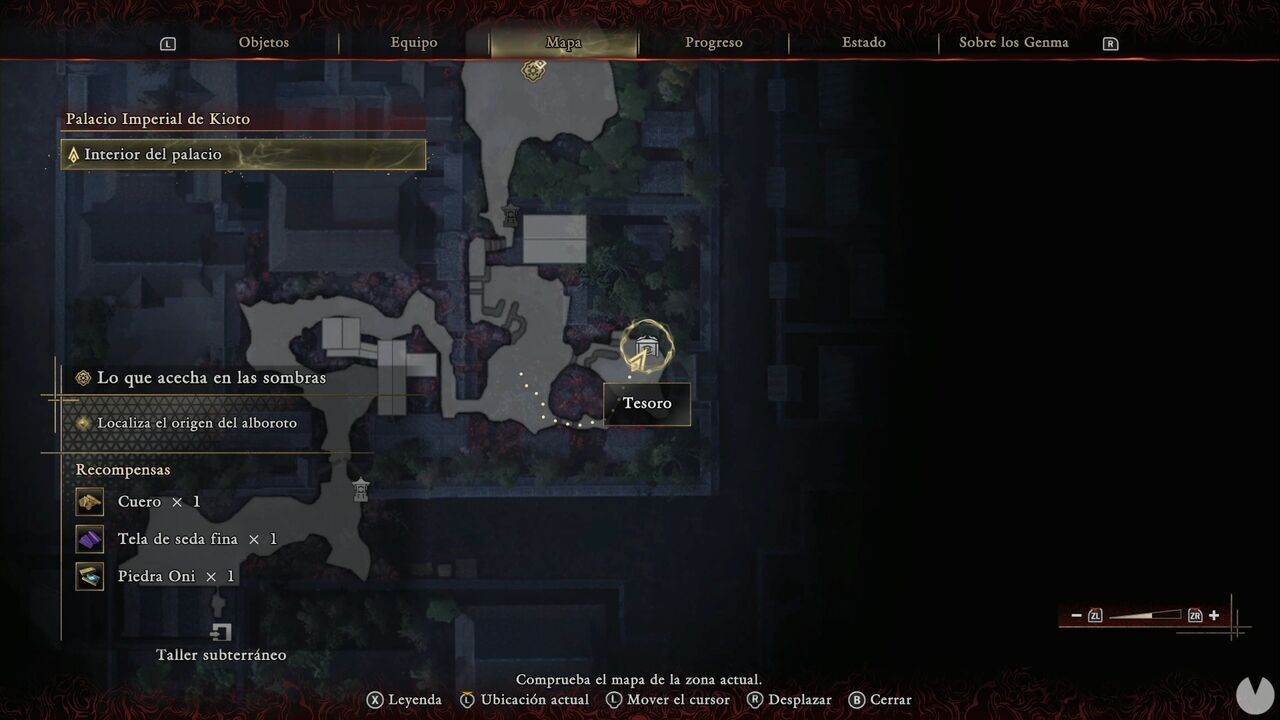 Onimusha: Way of the Sword - What Lurks in the Shadows: location of the Treasure in northeastern Kyoto Imperial Palace