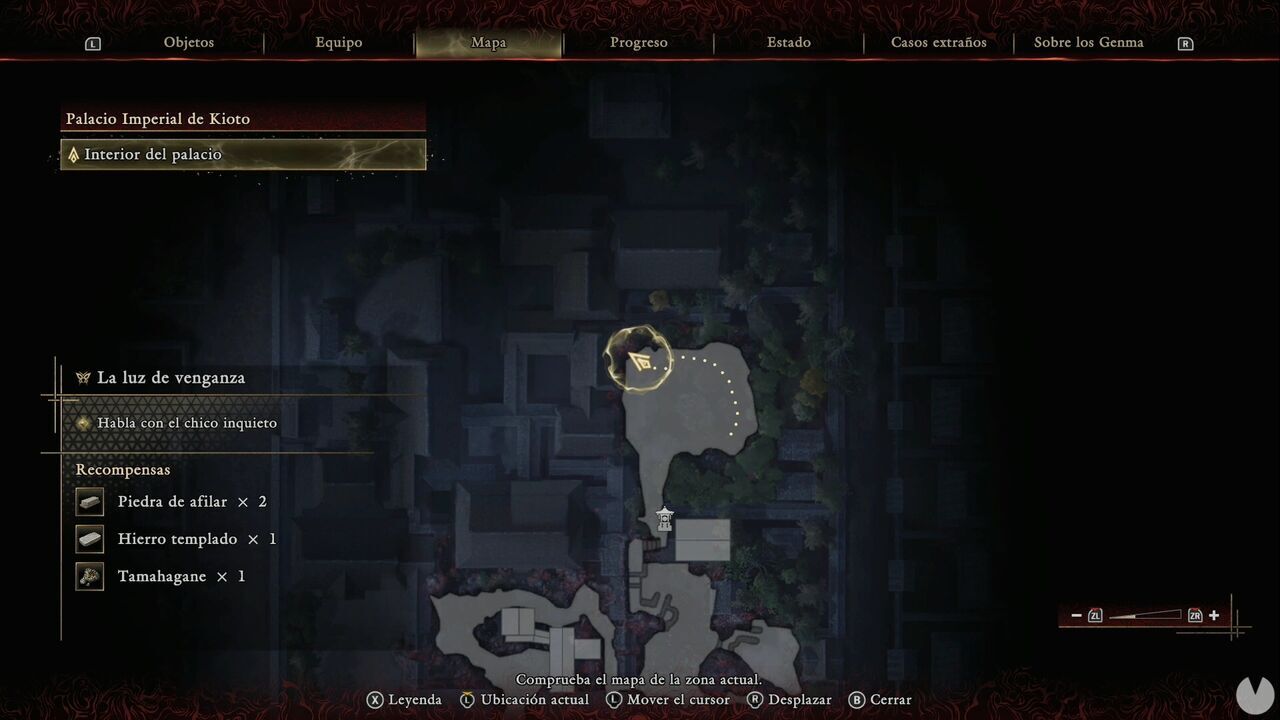 Onimusha: Way of the Sword - Oni Glyphs: location of the Oni Glyph in the Greater Nue area at Kyoto Imperial Palace