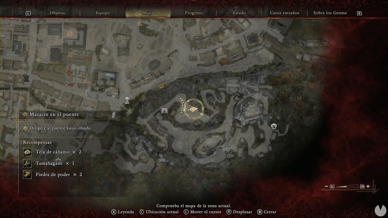 Onimusha: Way of the Sword - Bloodbath on the Bridge: location of the Oni Glyph in the Dohatsu-ten battle area