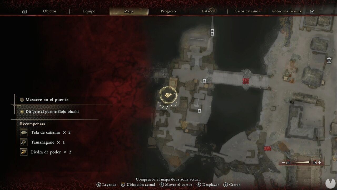 Onimusha: Way of the Sword - Bloodbath on the Bridge: location of the Whetstone chest on the western side of the island northwest of the Kamo River