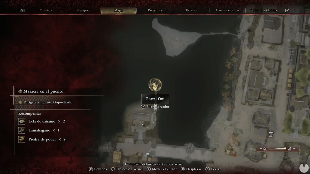Onimusha: Way of the Sword - Bloodbath on the Bridge: location of the Oni Glyph and Oni Gate on the Kamo River island