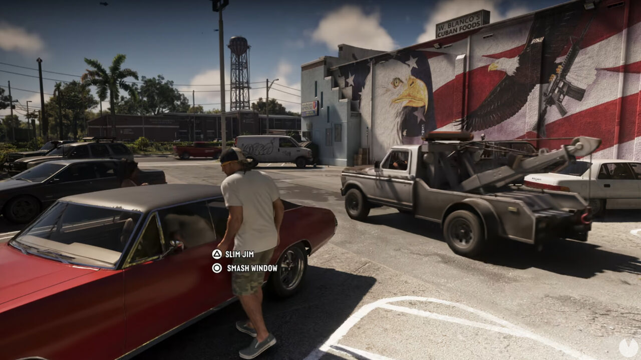 Jason robando un coche en GTA 6.
