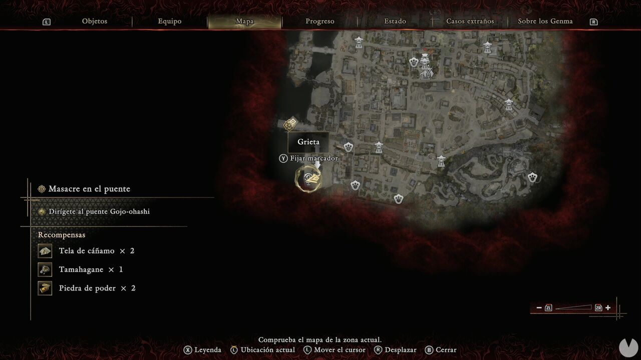 Onimusha: Way of the Sword - Bloodbath on the Bridge: location of the Rift in the southwestern corner of the Kyoto map