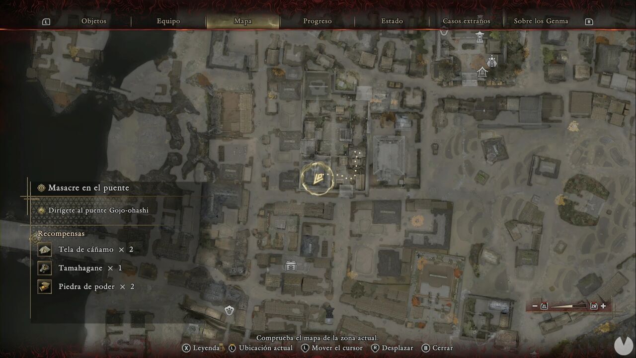 Onimusha: Way of the Sword - Bloodbath on the Bridge: location of the Oni Glyph at the old temple north of the intersection leading to the shortcut to the fields