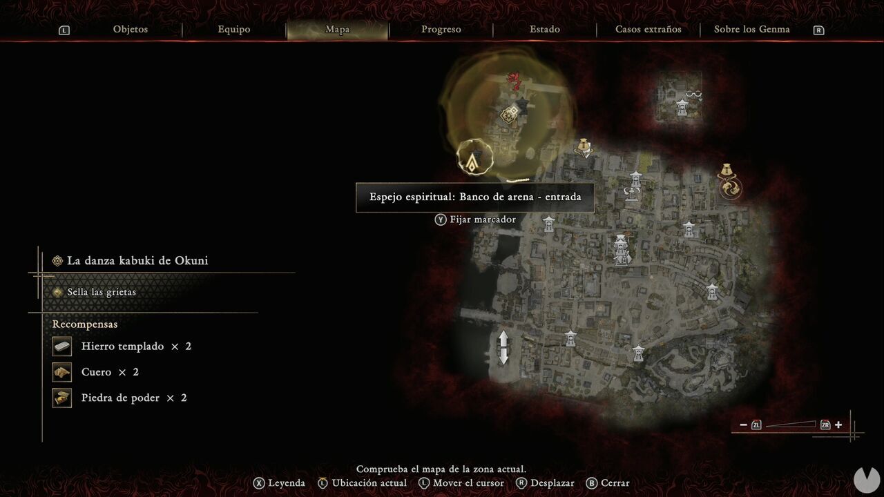Onimusha: Way of the Sword - Okuni's Kabuki Dance: location of the Sandbar - Entrance Spirit Mirror in the northwestern corner of Kyoto
