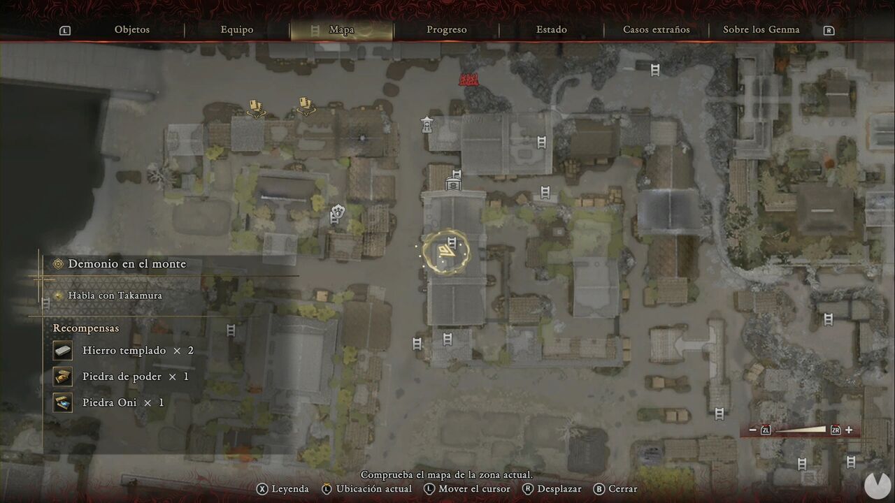Onimusha: Way of the Sword - The Demon on the Mount: location of the building south of the Shijo Street Spirit Mirror containing two material chests, one with Hempen Cloth and another with Hempen Cloth and Cotton Cloth