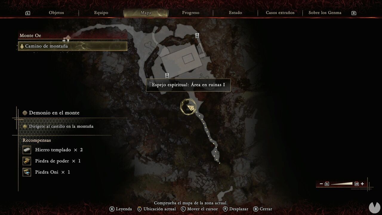Onimusha: Way of the Sword - The Demon on the Mount: location of the Ruins Area I Spirit Mirror on Mount Oe