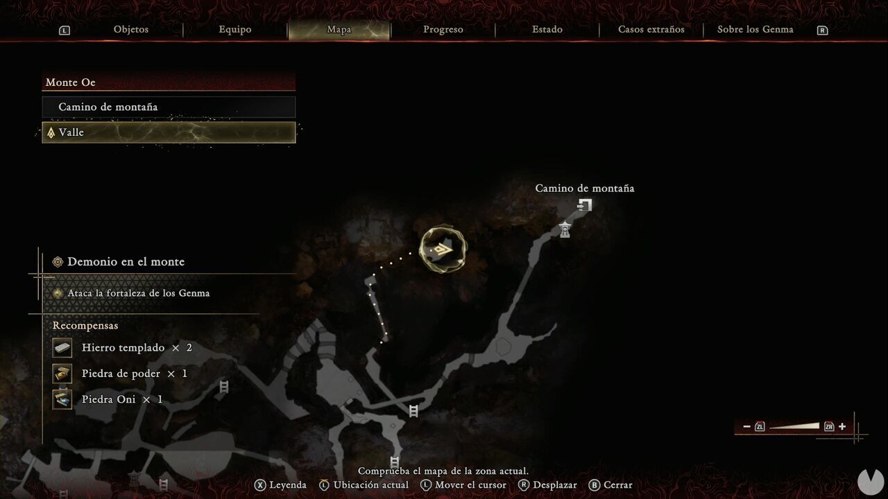 Onimusha: Way of the Sword - The Demon on the Mount: location of the Oni Glyph near the entrance to the Mount Oe valley