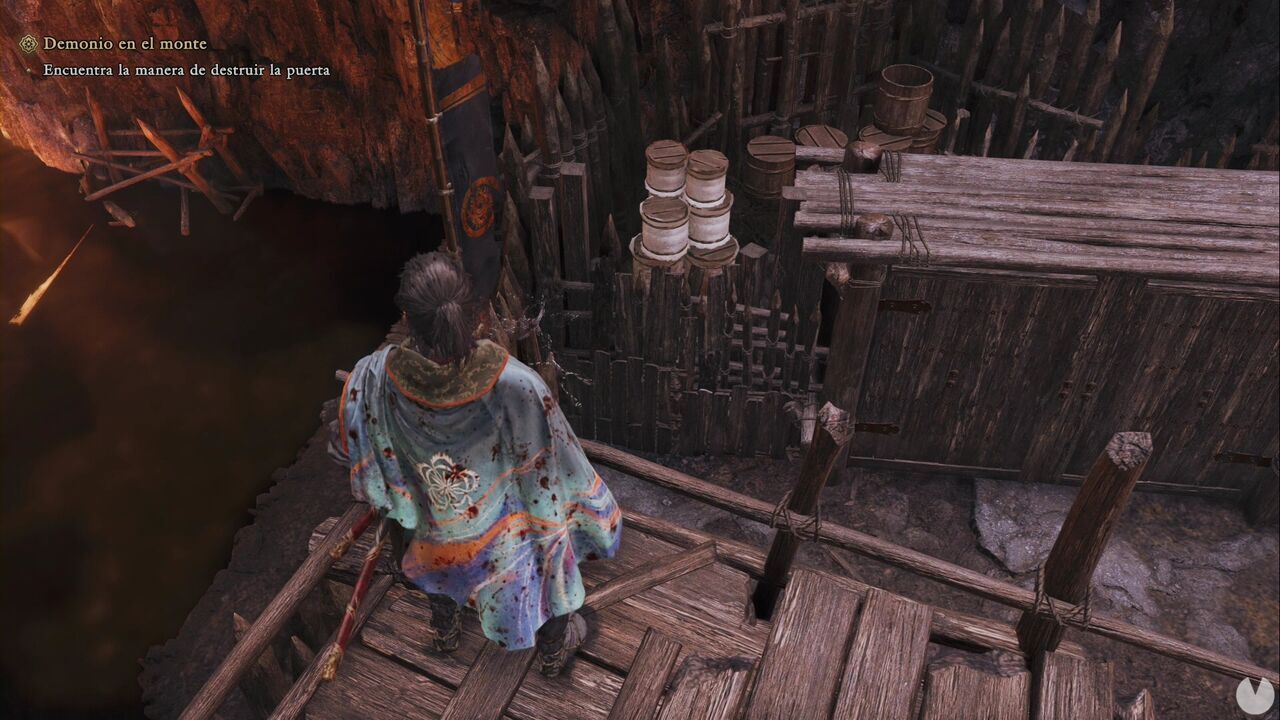 Onimusha: Way of the Sword - The Demon on the Mount: explosives behind the locked gate in the central cave area