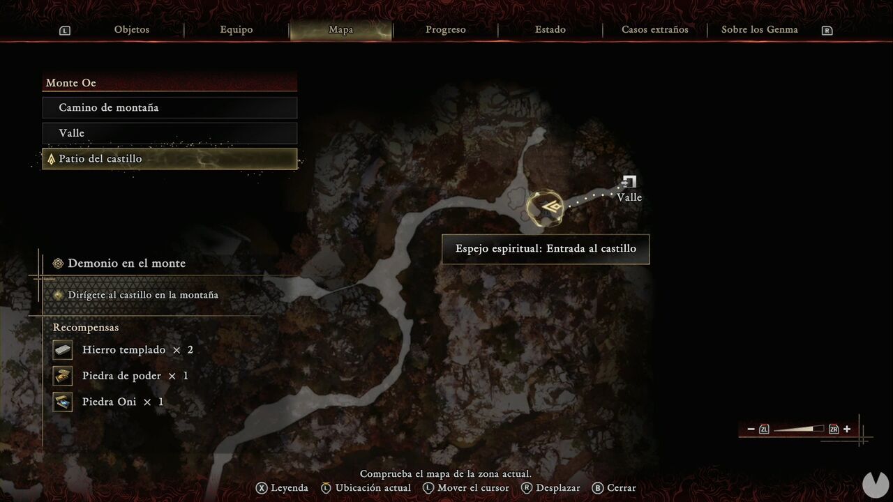 Onimusha: Way of the Sword - The Demon on the Mount: location of the Castle Entrance Spirit Mirror in the Castle Courtyard on Mount Oe