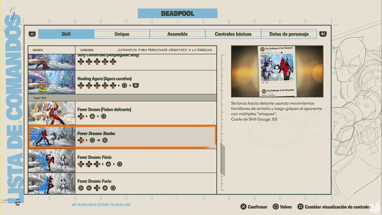 Marvel Tōkon: Fighting Souls - Deadpool secret commands; input for Deadpool�s Fever Dream: Ranbu