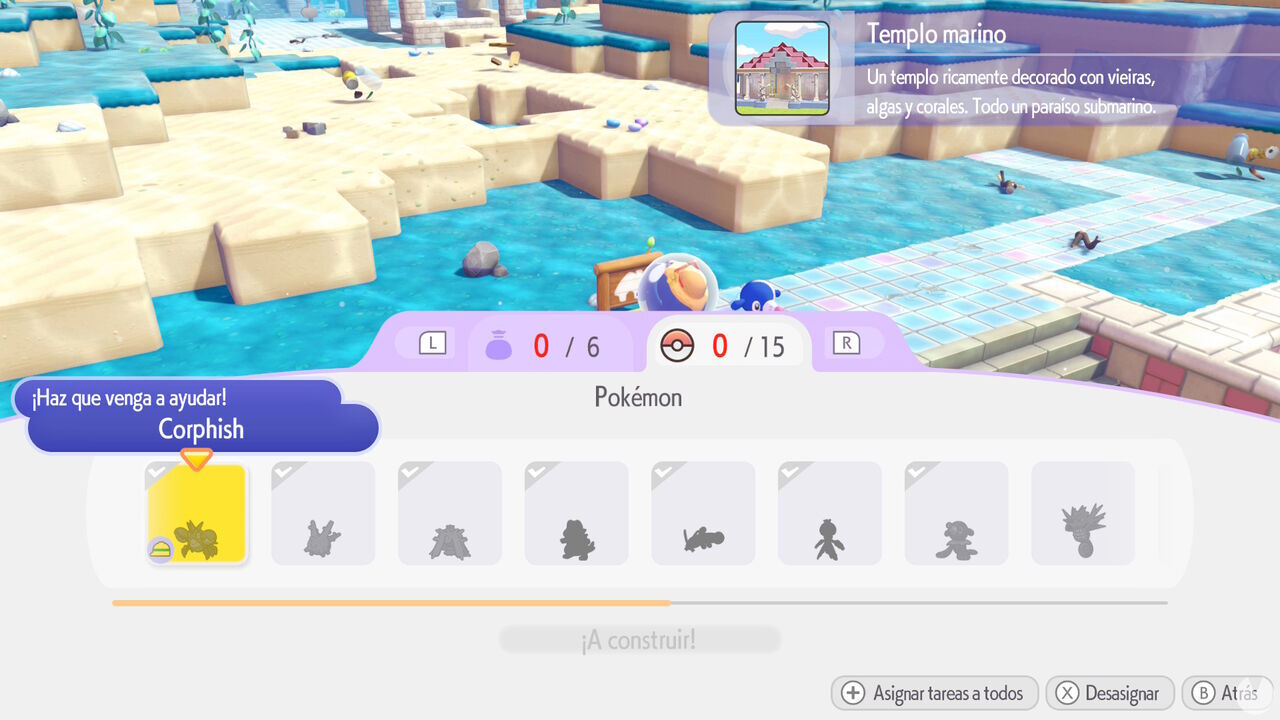 Pok�mon Pokopia DLC 1 Bubbly Basin - Build the Beautiful Building request - Gather the 15 Pok�mon needed to build the Ocean Temple