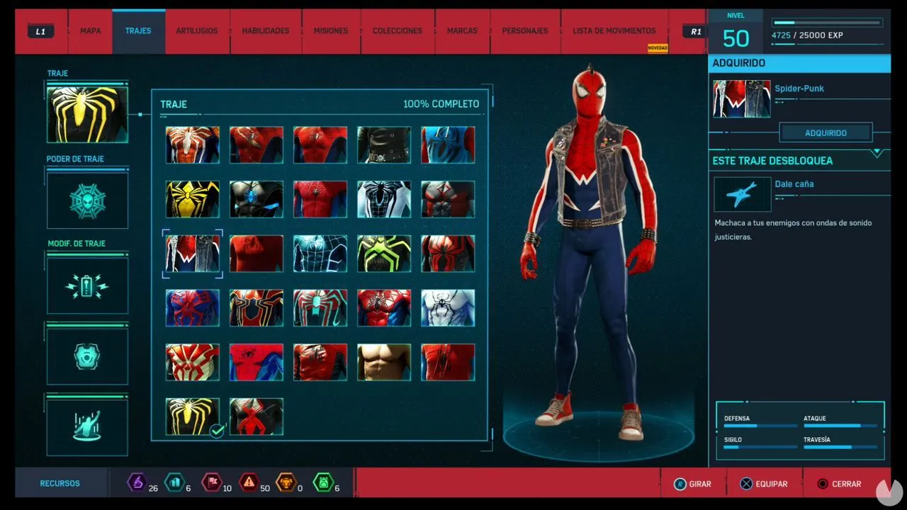 TODOS los trajes y poderes de Spider-Man (PS4) y cómo conseguirlos